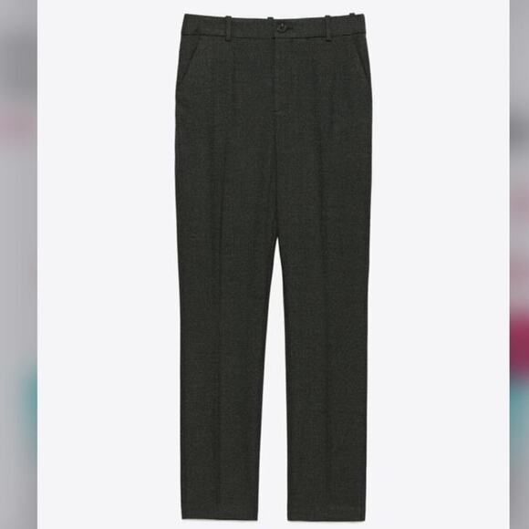 Zara Gray and Black HIGH-RISE CHECK SCULPTING TROUSERS Size 12 US - Picture 2 of 11